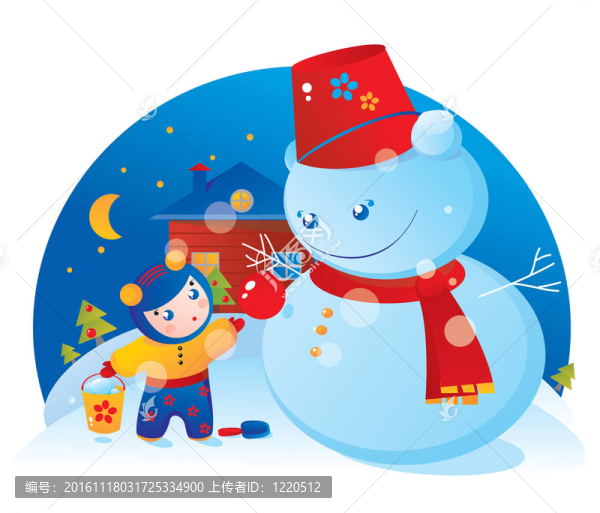 一個(gè)小女孩和一個(gè)雪人
