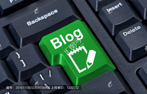 綠色按鈕與圖標(biāo)博客；互聯(lián)網(wǎng)概念。
