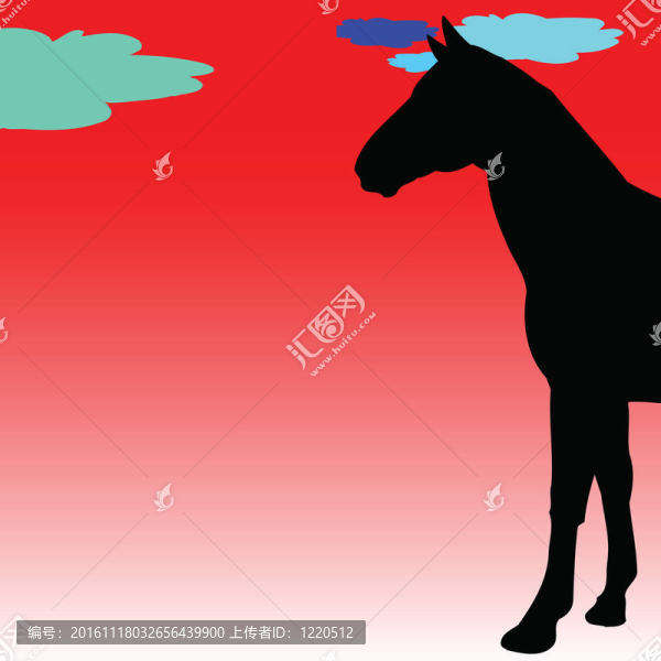馬插畫剪影