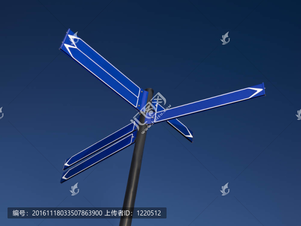 六個箭頭空白的路標