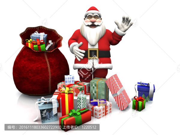 Cartoon,Santa與圣誕禮物。