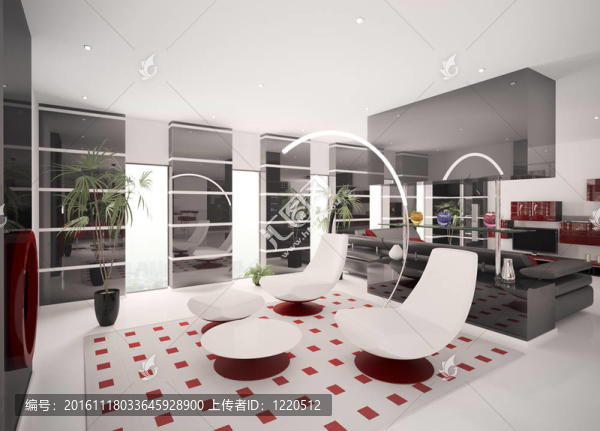 現(xiàn)代公寓3D渲染的內(nèi)部