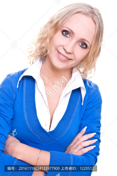 在一件藍(lán)色夾克里的商業(yè)女人