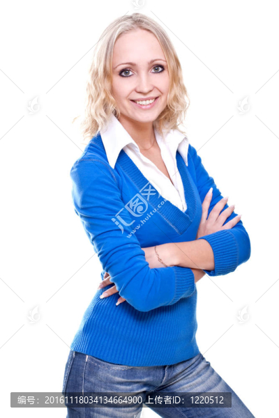 在一件藍(lán)色夾克里的商業(yè)女人