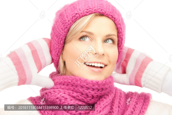 美麗的女人在冬天的帽子