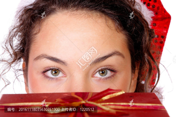 美麗的圣誕老人在圣誕帽
