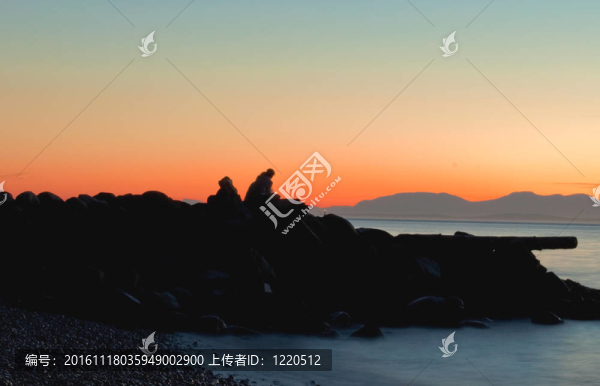 silouhette海灘日落