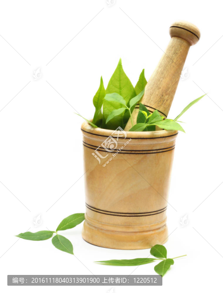 綠色中藥研缽和杵