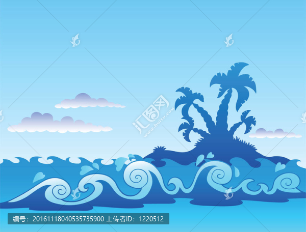 棕櫚島和波的海景