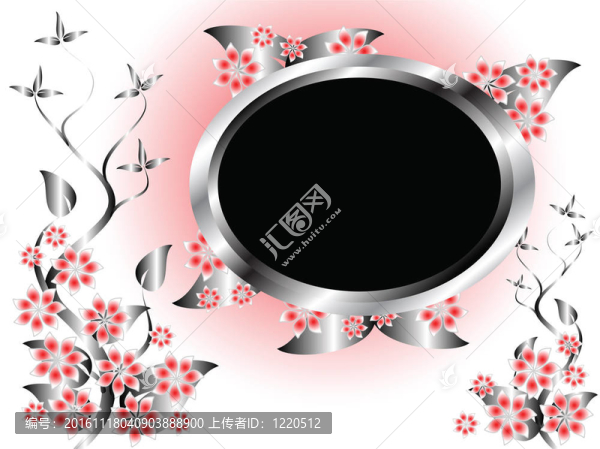 一個銀色和粉紅色的花卉模板