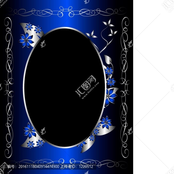 一個銀色和藍色的花背景模板設計