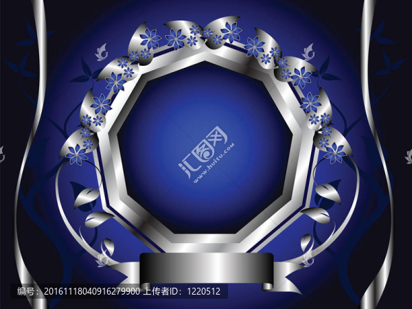 一個(gè)藍(lán)色和銀色的花設(shè)計(jì)