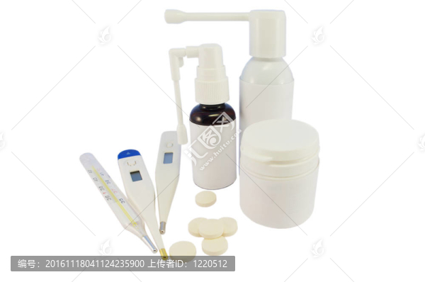 與丸和鼻子和termometr噴霧瓶