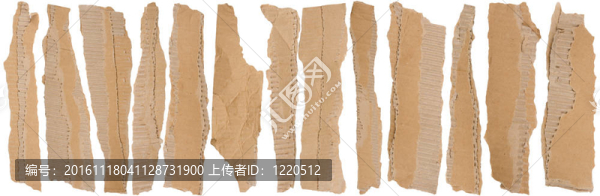 撕裂的棕色瓦楞紙板碎片