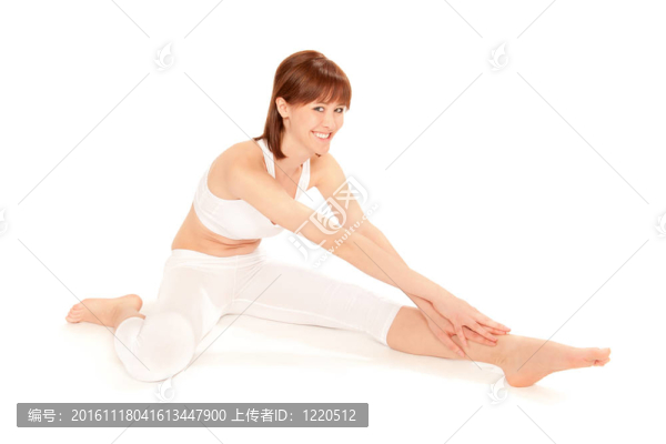 年輕美麗的體操運(yùn)動員伸展
