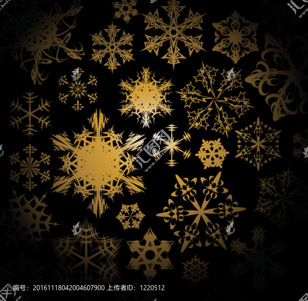 黑色背景上的金色雪花