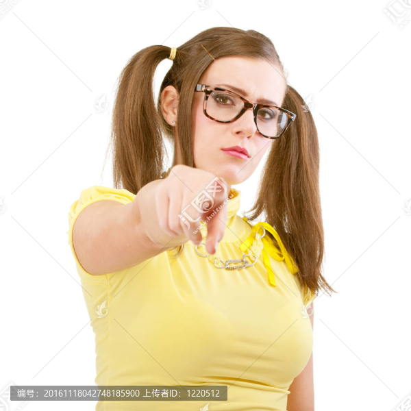 年輕女人顯示食指
