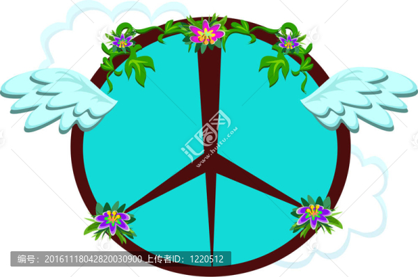 帶翅膀和Flowers的和平標(biāo)志