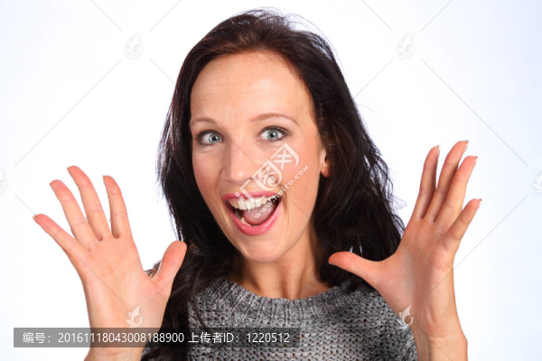 大眼睛驚訝而高興的表情