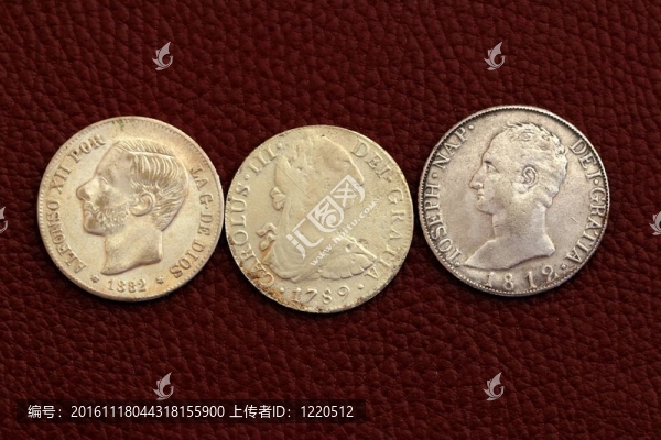 五比塞塔西班牙古幣阿方索十二卡洛斯III