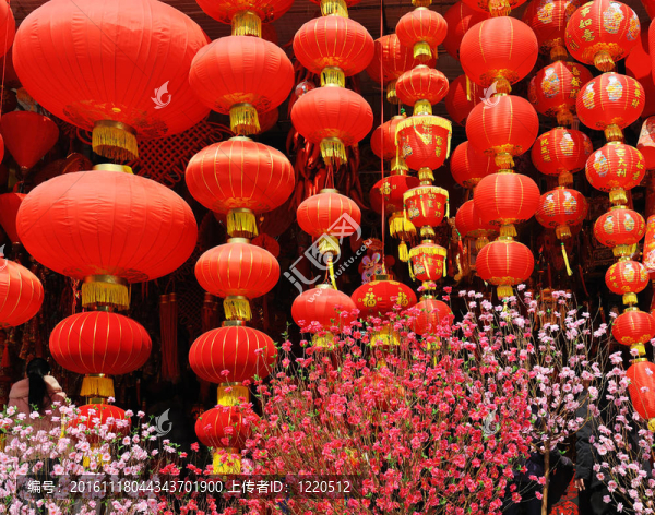 喜慶的中國(guó)紅燈籠裝飾