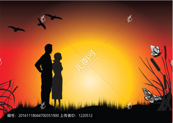 日落和一對(duì)夫婦