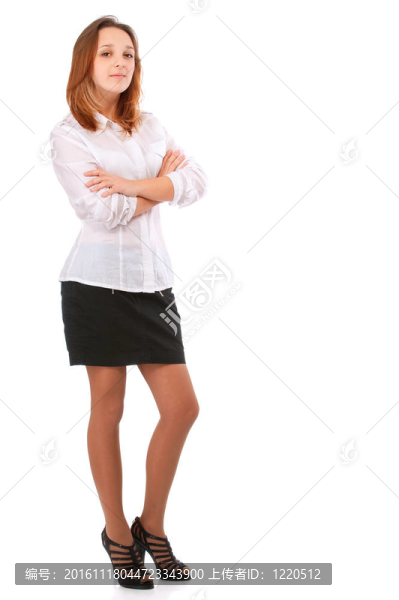 年輕快樂微笑的女商人的肖像