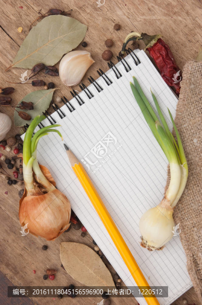 食譜和香料的筆記本
