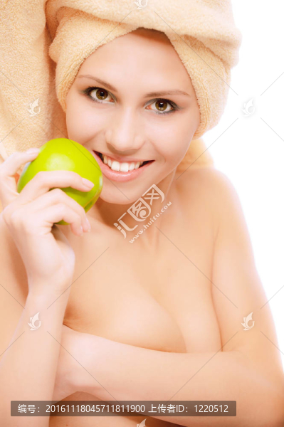 美麗的女孩與蘋果