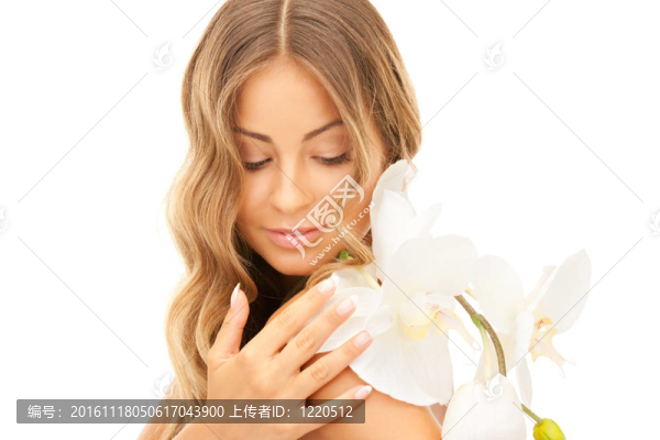 美麗的女人與蘭花