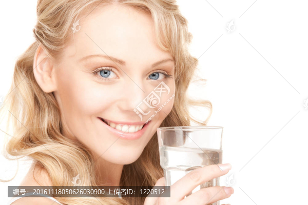 美麗的女人，有一杯水