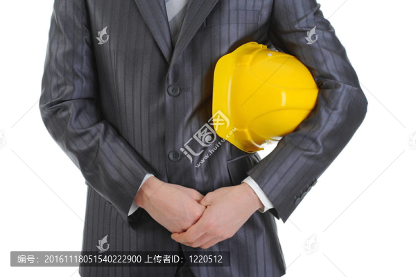 帶建筑頭盔的商人