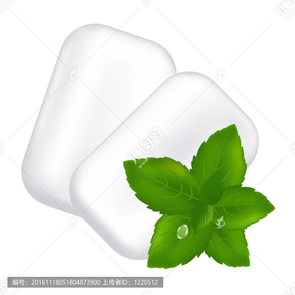 口香糖和新鮮薄荷葉