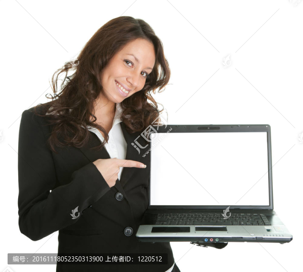 商業(yè)女性呈現(xiàn)laptopn