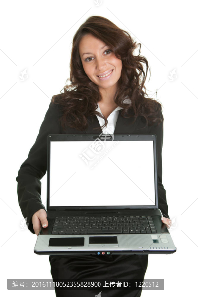 商業(yè)女性呈現(xiàn)laptopn