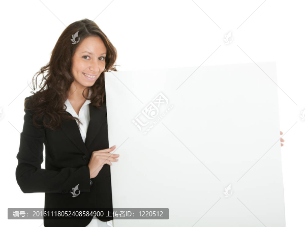 開朗的女性呈現(xiàn)空板