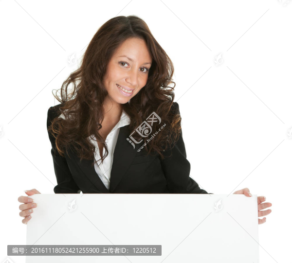 開朗的女性呈現(xiàn)空板