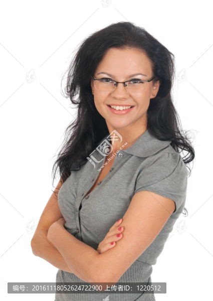 戴西裝和眼鏡的女人。