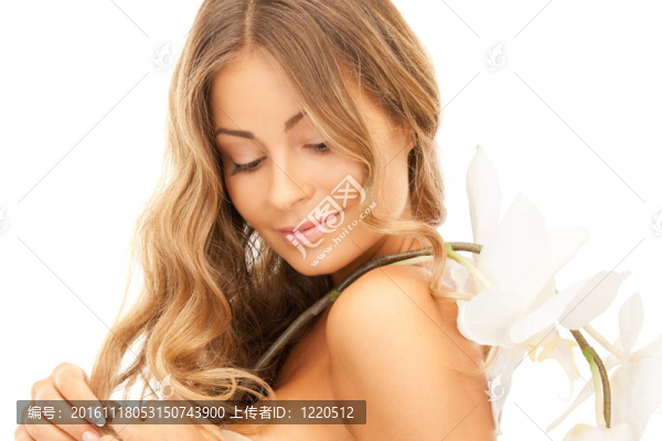 美麗的女人與蘭花