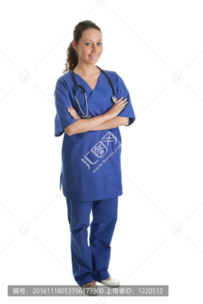 女人微笑的護(hù)士聽診器