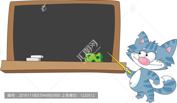帶有指針和黑板的貓