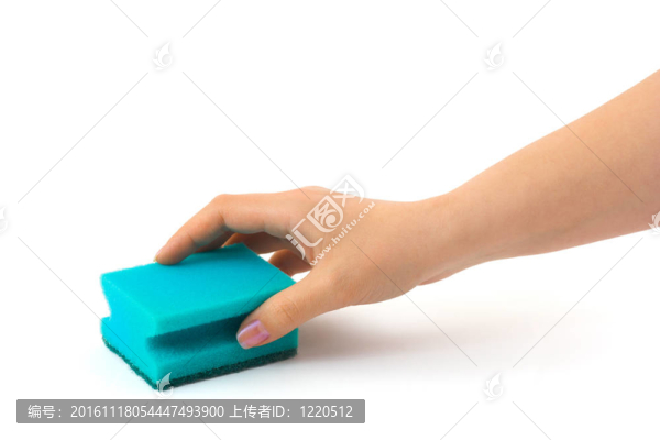 帶有清潔海綿的手