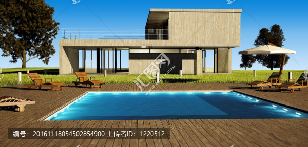 現(xiàn)代住宅與游泳池