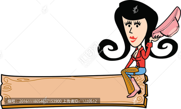 女孩坐在西部牛仔的標志