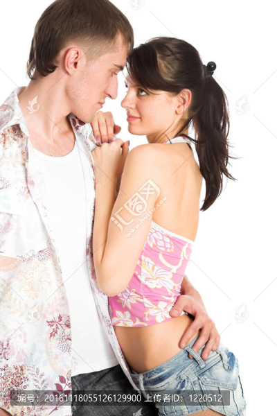 白色背景上的兩個情人