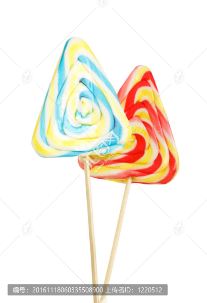 五顏六色的棒棒糖，孤立在白色背景
