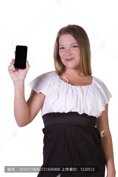 漂亮的女人拿著一個手機(jī)
