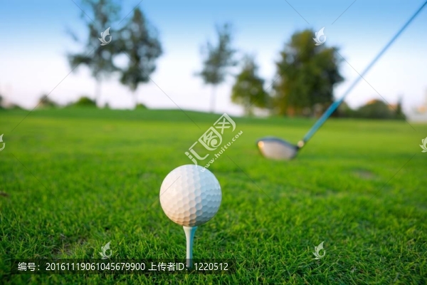 高爾夫發(fā)球桿在草地球場(chǎng)的驅(qū)動(dòng)程序