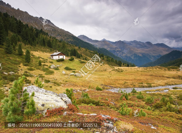 阿爾卑斯山脈的小房子