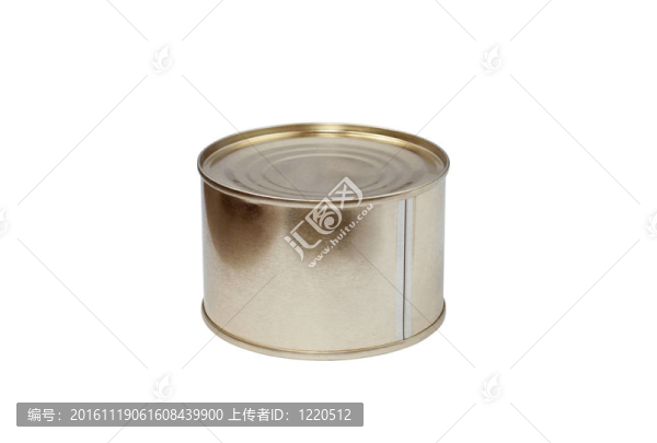 白色背景罐頭食品。